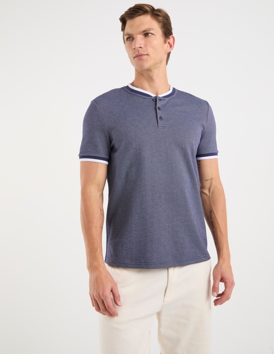 Playera cuello con botón para hombre Playera cuello con botón para hombre