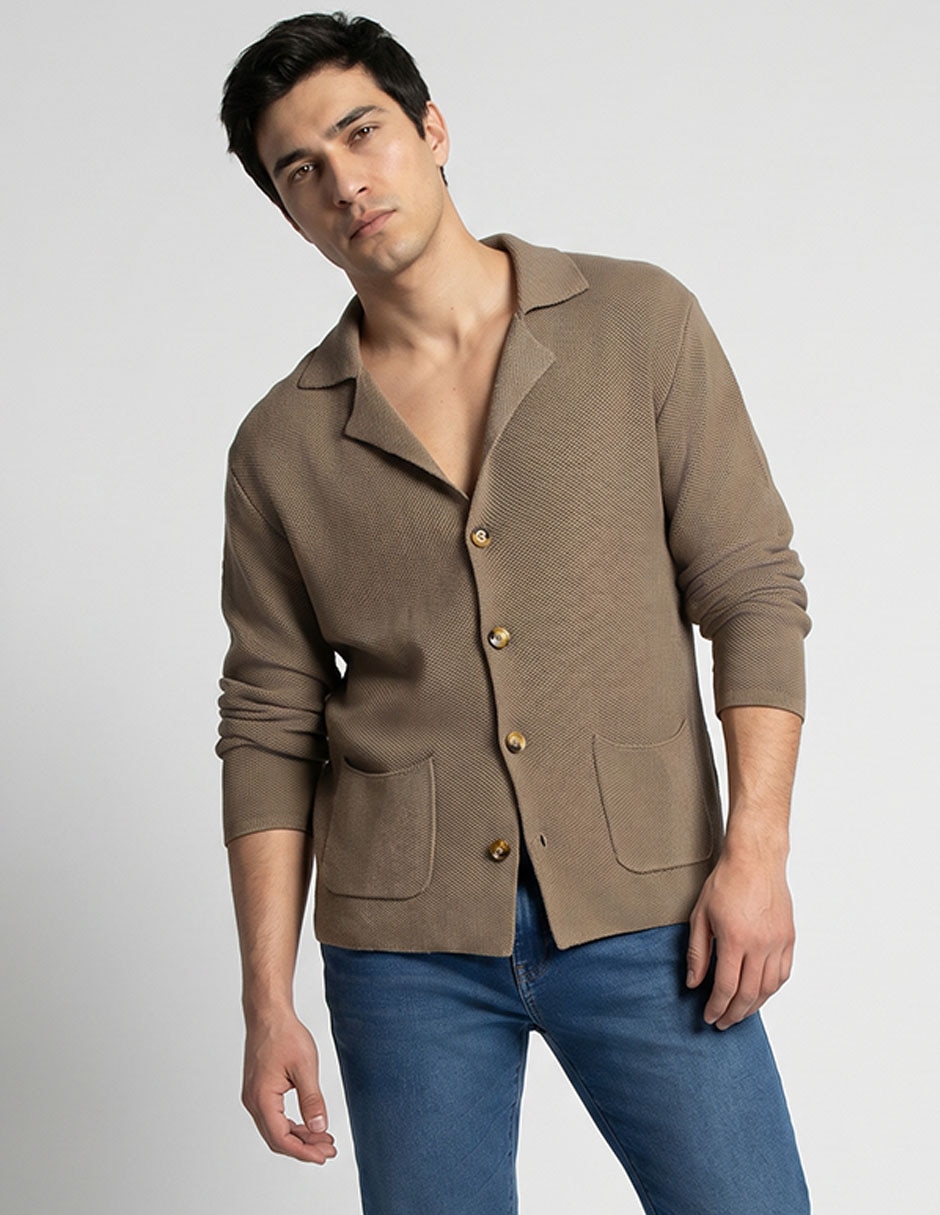 Cardigan cuello camisero para hombre 1