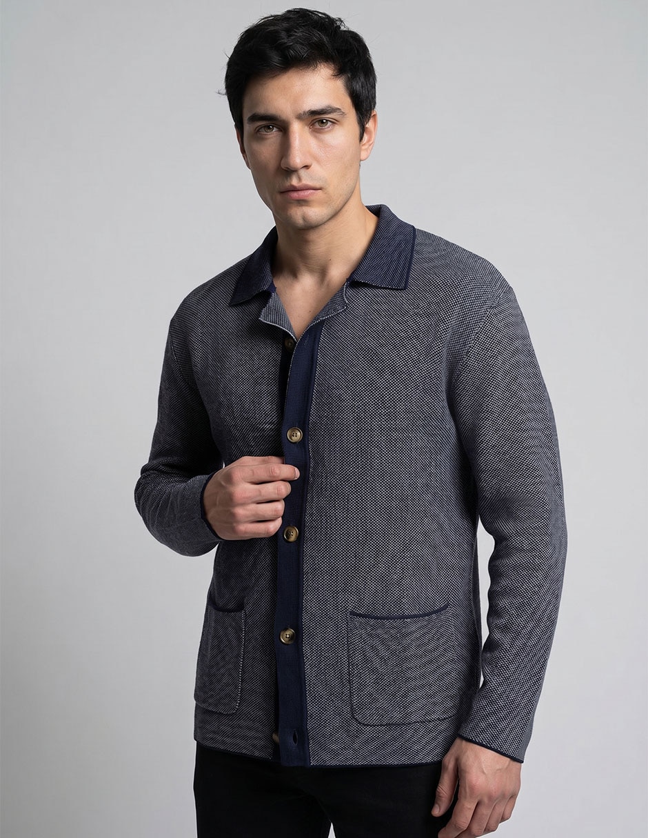 Cardigan cuello camisero para hombre