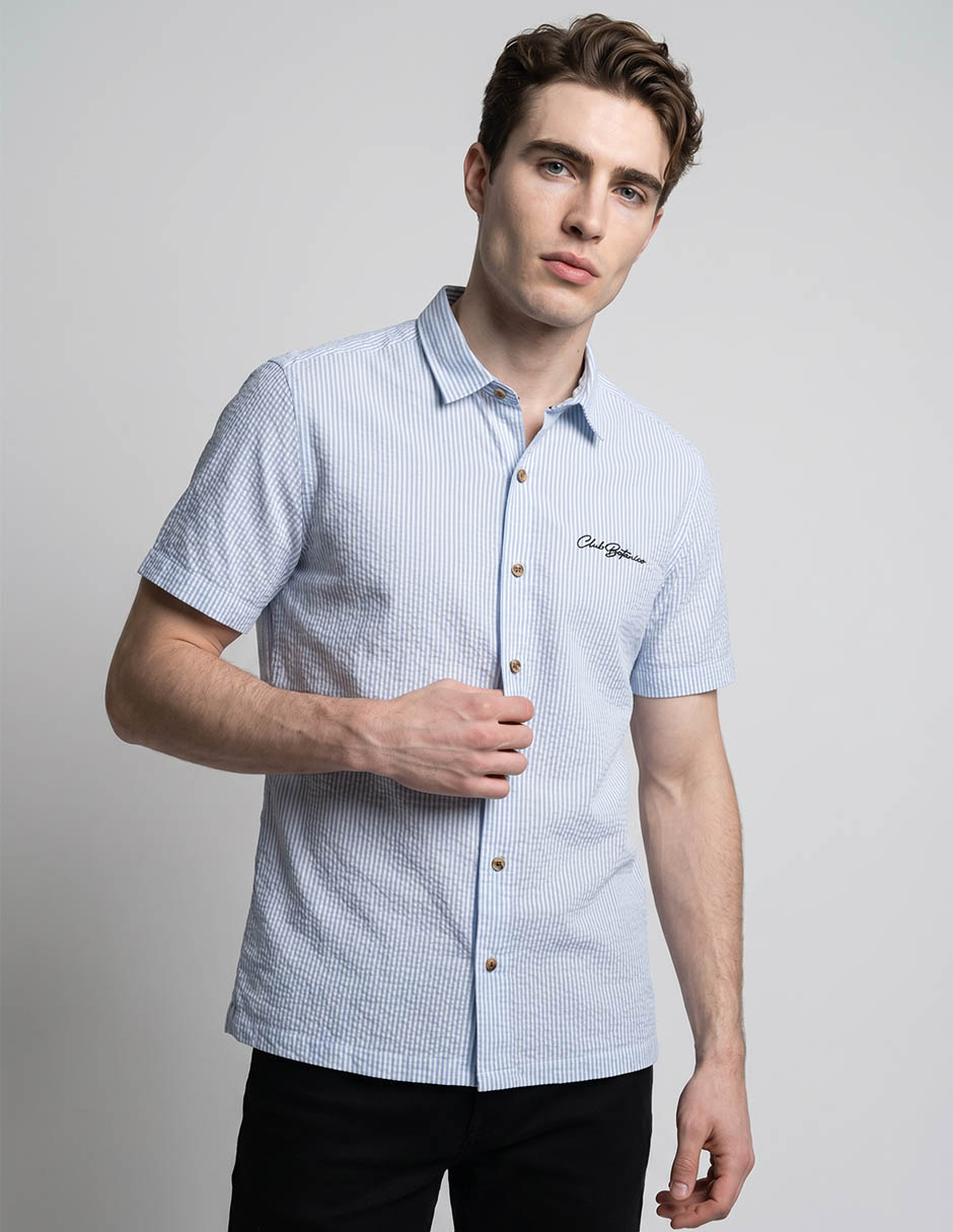 Camisa casual de algodón manga corta para hombre
