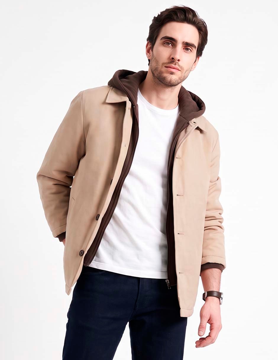 Chamarra casual efecto doble prenda para hombre