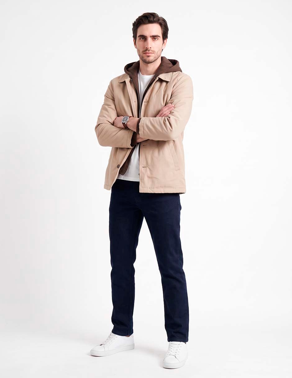 Chamarra casual efecto doble prenda para hombre
