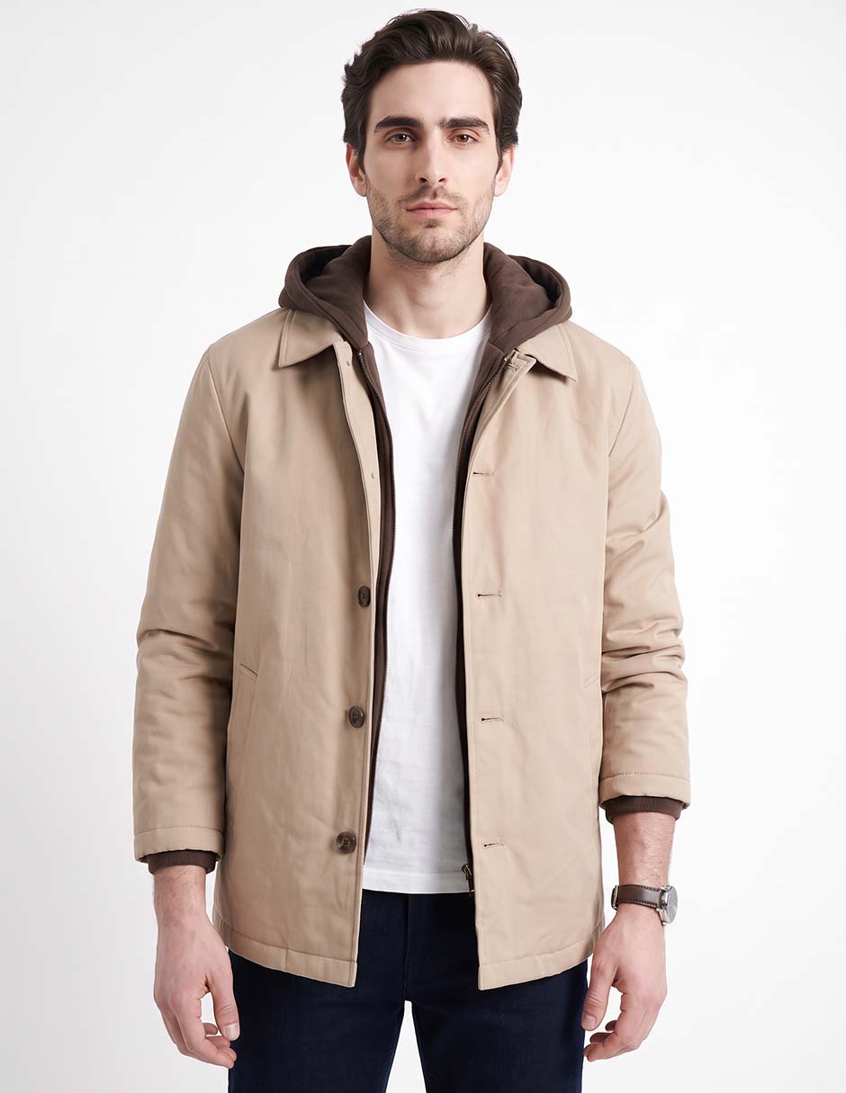 Chamarra casual efecto doble prenda para hombre