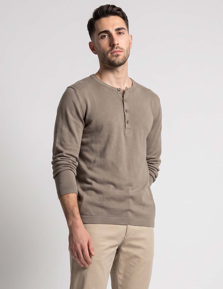 Playera cuello henley para hombre Playera cuello henley para hombre