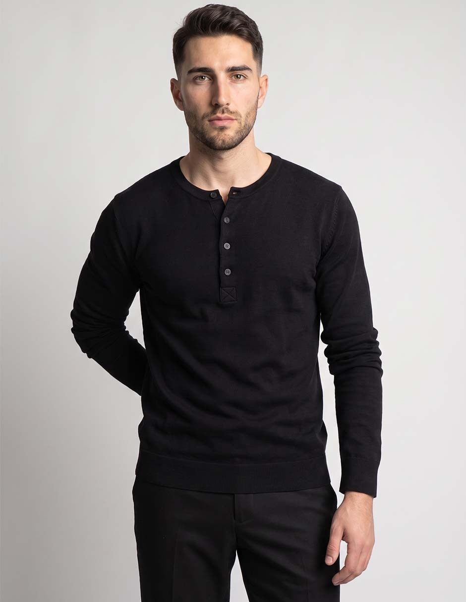 Playera cuello henley para hombre 1