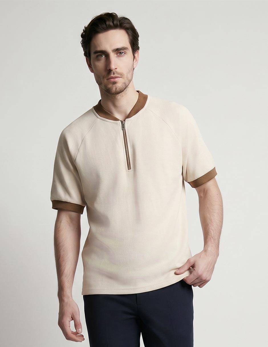 Playera cuello con cierre para hombre Playera cuello con cierre para hombre
