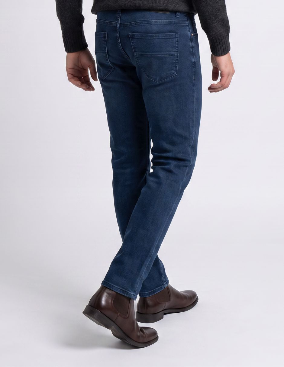 Jeans regular slim lavado medio para hombre 4