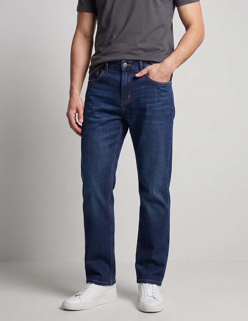 Jeans straight deslavado para hombre 1