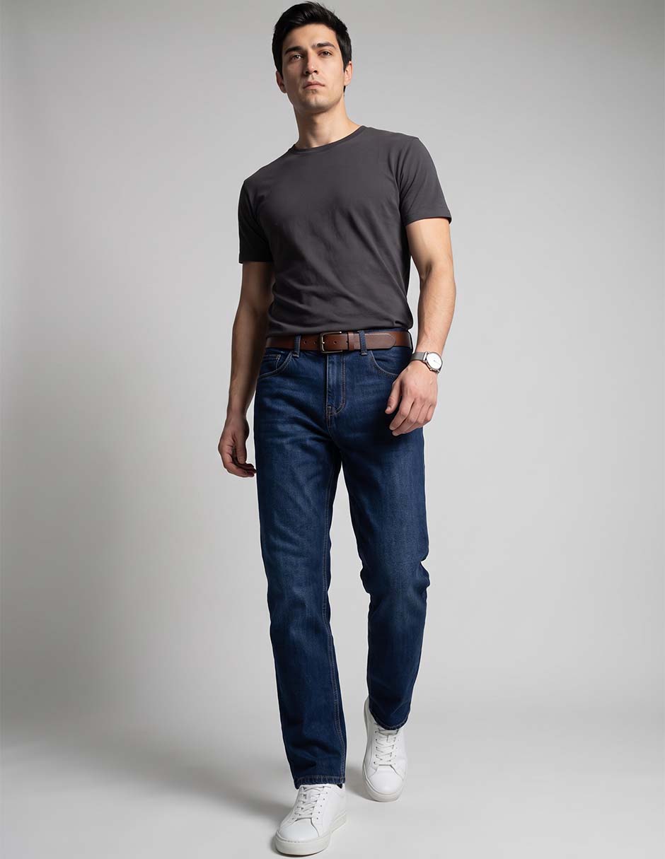Jeans straight deslavado para hombre 3