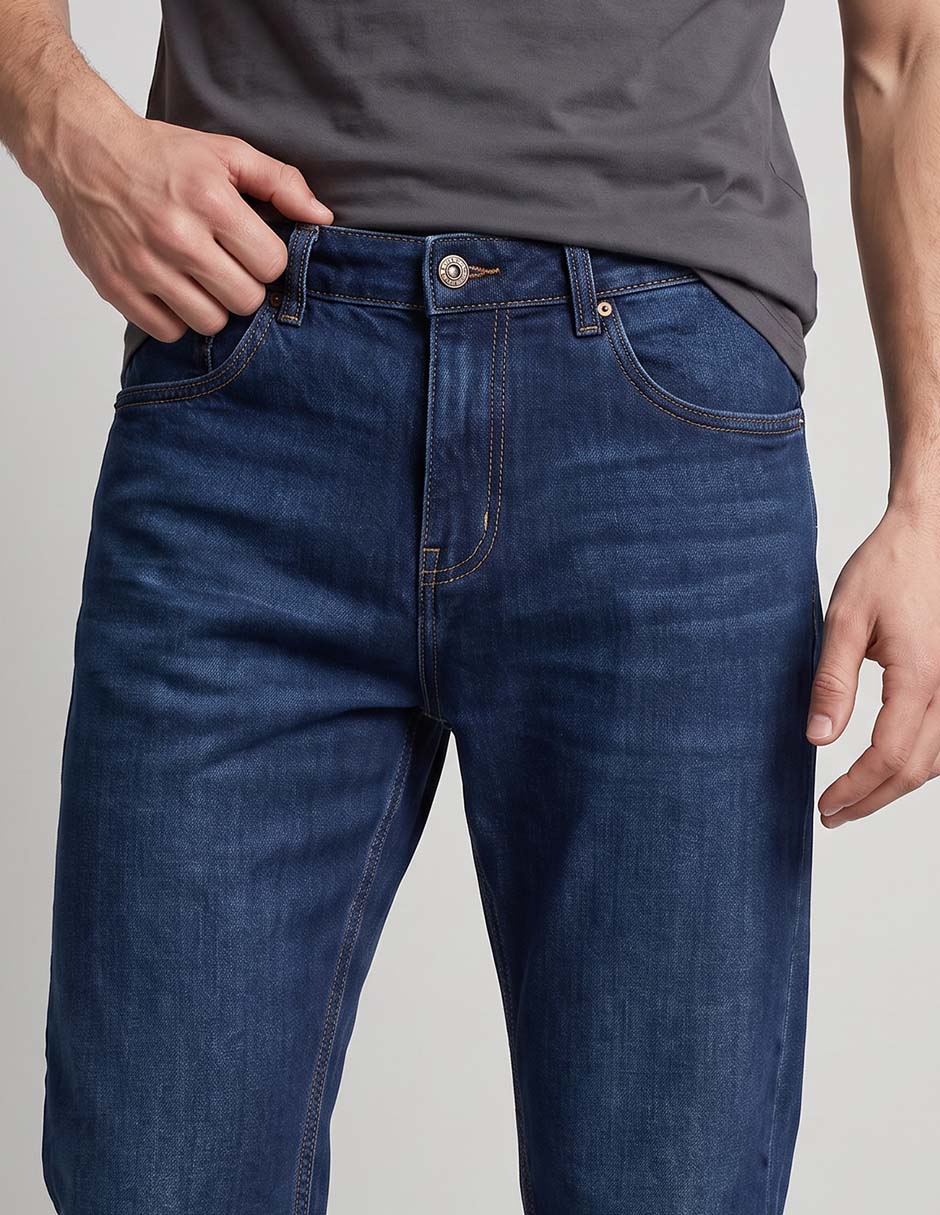 Jeans straight deslavado para hombre 4