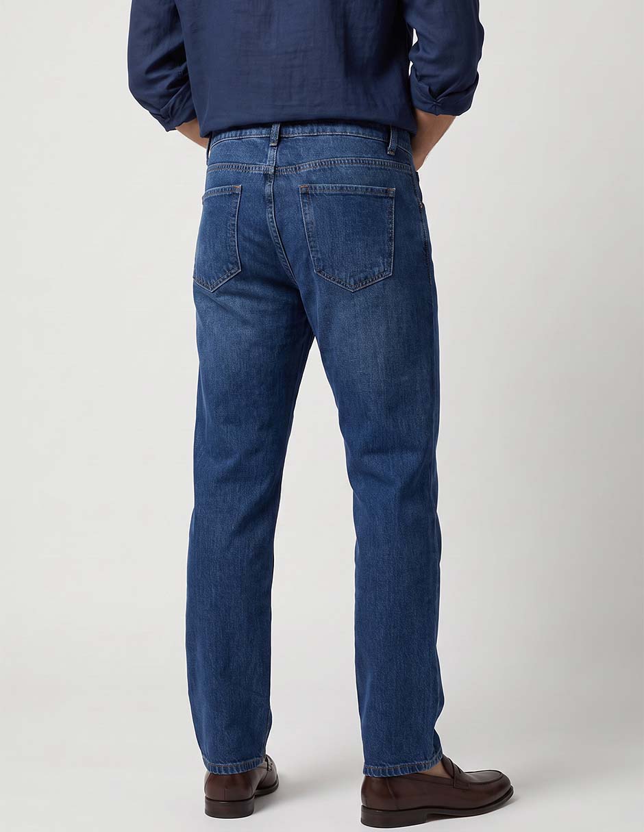 Jeans straight deslavado para hombre 2