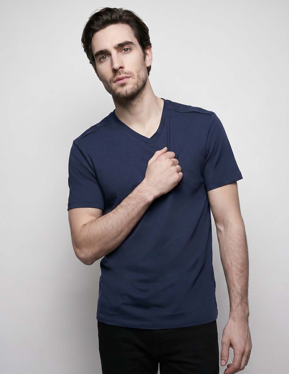 Playera cuello V manga corta para hombre 1